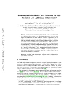 Bootstrap Diffusion Model Curve Estimation for High Resolution Low-Light
  Image Enhancement