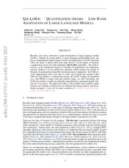 QA-LoRA: Quantization-Aware Low-Rank Adaptation of Large Language Models