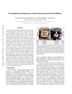 On quantifying and improving realism of images generated with diffusion