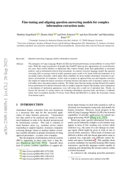 Fine-tuning and aligning question answering models for complex
  information extraction tasks