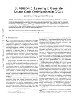 Supersonic: Learning to Generate Source Code Optimizations in C/C++