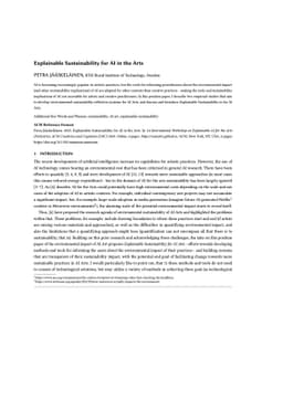 Explainable Sustainability for AI in the Arts