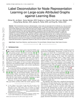 Label Deconvolution for Node Representation Learning on Large-scale
  Attributed Graphs against Learning Bias