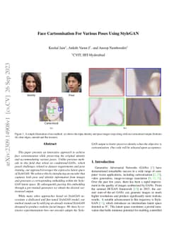 Face Cartoonisation For Various Poses Using StyleGAN