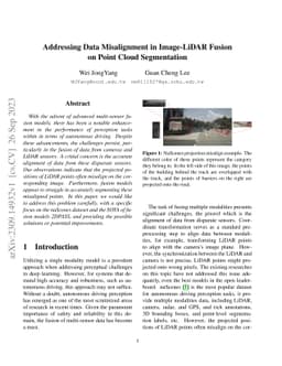 Addressing Data Misalignment in Image-LiDAR Fusion on Point Cloud
  Segmentation