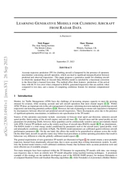 Learning Generative Models for Climbing Aircraft from Radar Data