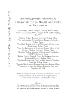 Addressing preferred orientation in single-particle cryo-EM through
  AI-generated auxiliary particles