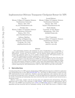 Implementation-Oblivious Transparent Checkpoint-Restart for MPI