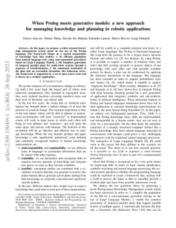 When Prolog meets generative models: a new approach for managing
  knowledge and planning in robotic applications