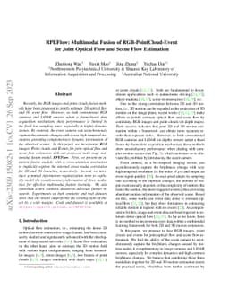 RPEFlow: Multimodal Fusion of RGB-PointCloud-Event for Joint Optical
  Flow and Scene Flow Estimation