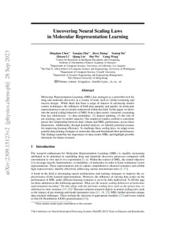 Uncovering Neural Scaling Laws in Molecular Representation Learning