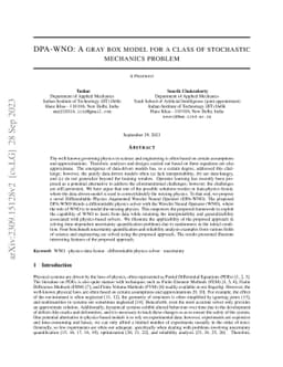 DPA-WNO: A gray box model for a class of stochastic mechanics problem