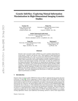 Genetic InfoMax: Exploring Mutual Information Maximization in
  High-Dimensional Imaging Genetics Studies