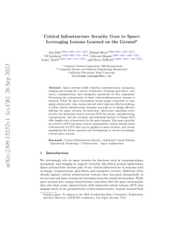 Critical Infrastructure Security Goes to Space: Leveraging Lessons
  Learned on the Ground