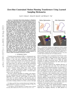 Zero-Shot Constrained Motion Planning Transformers Using Learned
  Sampling Dictionaries