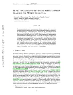 SEPT: Towards Efficient Scene Representation Learning for Motion
  Prediction