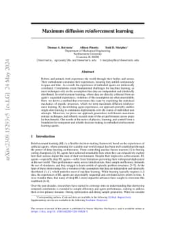 Maximum diffusion reinforcement learning