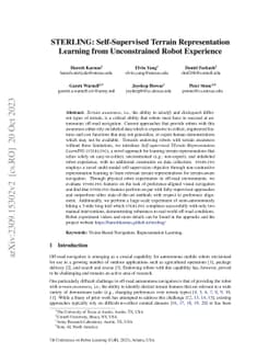 STERLING: Self-Supervised Terrain Representation Learning from
  Unconstrained Robot Experience
