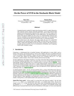 On the Power of SVD in the Stochastic Block Model