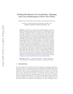 Multimodal Dataset for Localization, Mapping and Crop Monitoring in
  Citrus Tree Farms