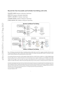 Beyond the Chat: Executable and Verifiable Text-Editing with LLMs