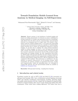 Towards Foundation Models Learned from Anatomy in Medical Imaging via
  Self-Supervision