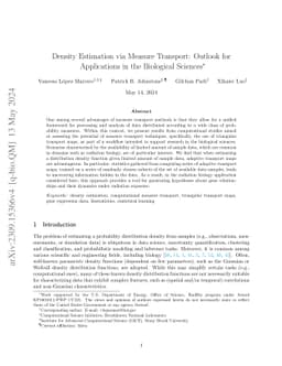 Density Estimation via Measure Transport: Outlook for Applications in
  the Biological Sciences