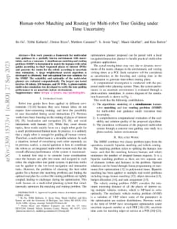 Human-robot Matching and Routing for Multi-robot Tour Guiding under Time
  Uncertainty