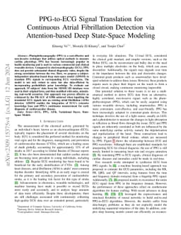 PPG-to-ECG Signal Translation for Continuous Atrial Fibrillation
  Detection via Attention-based Deep State-Space Modeling