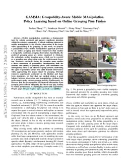 GAMMA: Graspability-Aware Mobile MAnipulation Policy Learning based on
  Online Grasping Pose Fusion