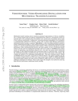 VideoAdviser: Video Knowledge Distillation for Multimodal Transfer
  Learning