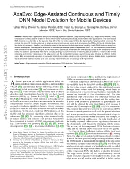 AdaEvo: Edge-Assisted Continuous and Timely DNN Model Evolution for
  Mobile Devices
