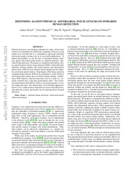 Defending Against Physical Adversarial Patch Attacks on Infrared Human
  Detection