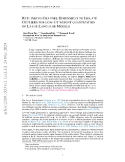 Rethinking Channel Dimensions to Isolate Outliers for Low-bit Weight Quantization of Large Language Models