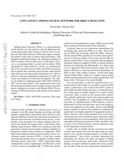 Low Latency of object detection for spikng neural network