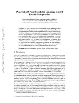 PolarNet: 3D Point Clouds for Language-Guided Robotic Manipulation