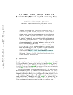 NoSENSE: Learned unrolled cardiac MRI reconstruction without explicit
  sensitivity maps