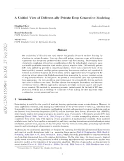A Unified View of Differentially Private Deep Generative Modeling