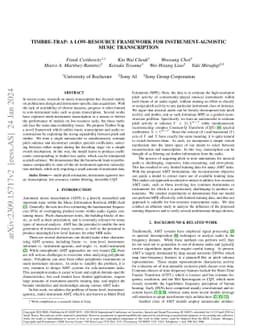 Timbre-Trap: A Low-Resource Framework for Instrument-Agnostic Music
  Transcription