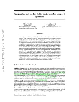Temporal graph models fail to capture global temporal dynamics