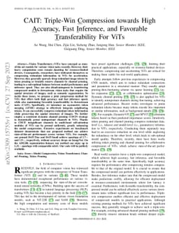 CAIT: Triple-Win Compression towards High Accuracy, Fast Inference, and
  Favorable Transferability For ViTs
