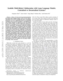 Scalable Multi-Robot Collaboration with Large Language Models:
  Centralized or Decentralized Systems?