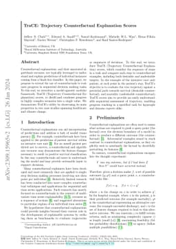 TraCE: Trajectory Counterfactual Explanation Scores