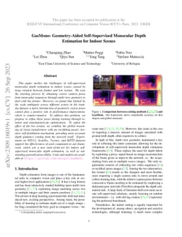 GasMono: Geometry-Aided Self-Supervised Monocular Depth Estimation for
  Indoor Scenes
