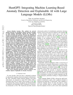 HuntGPT: Integrating Machine Learning-Based Anomaly Detection and
  Explainable AI with Large Language Models (LLMs)
