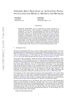 Towards Best Practices of Activation Patching in Language Models:
  Metrics and Methods