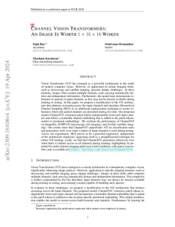 Channel Vision Transformers: An Image Is Worth 1 x 16 x 16 Words