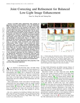 Joint Correcting and Refinement for Balanced Low-Light Image Enhancement