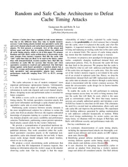 Random and Safe Cache Architecture to Defeat Cache Timing Attacks