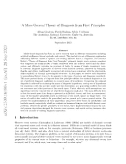 A More General Theory of Diagnosis from First Principles